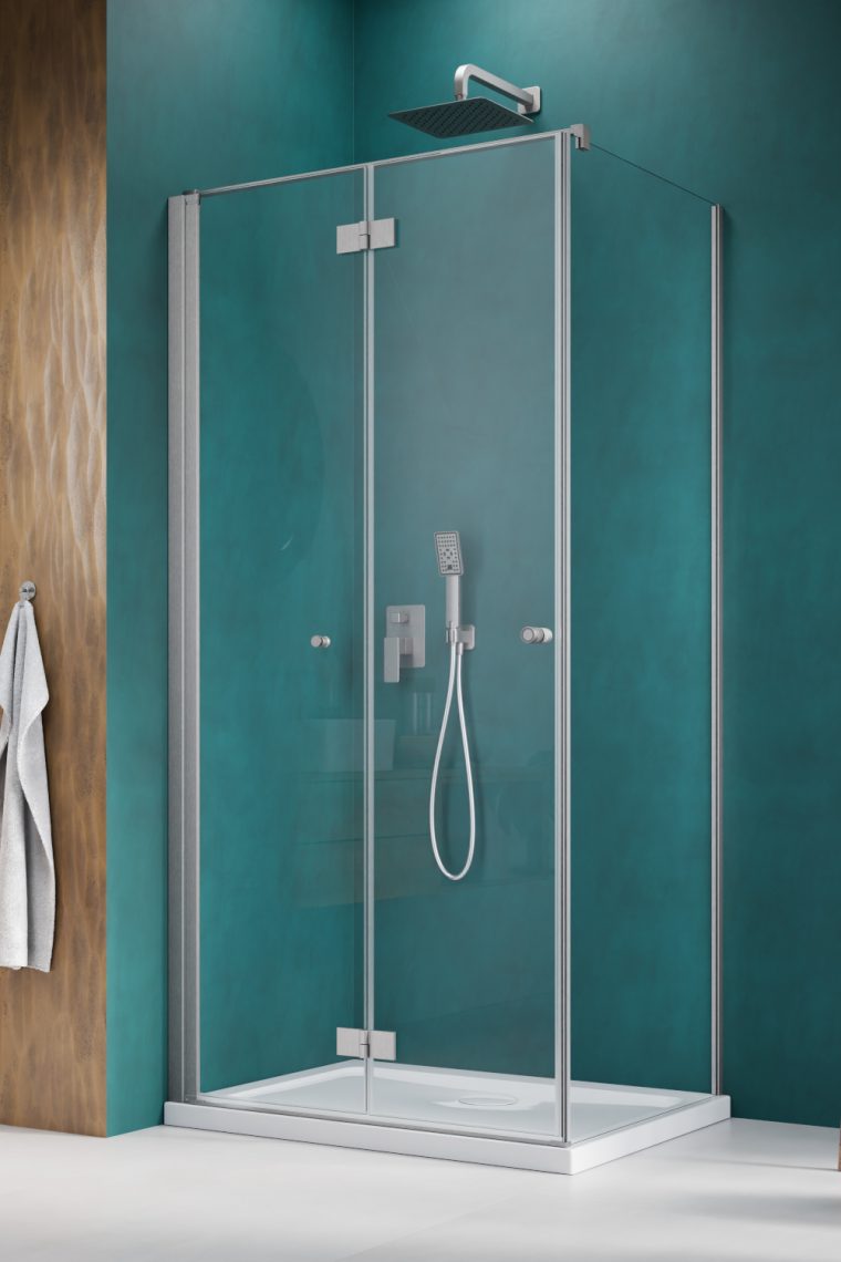 Darmowa Dostawa - Drzwi prysznicowe 80 cm składane nikiel szczotkowany/szkło przezroczyste Radaway Nes Brushed Nickel KDJ B 100250809101R