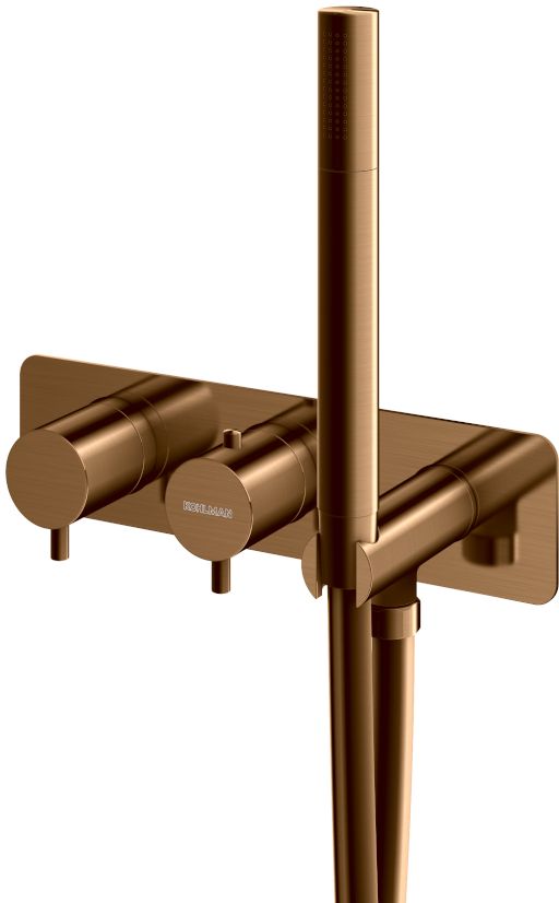 Darmowa Dostawa - Bateria wannowo-prysznicowa podtynkowa z termostatem miedź Kohlman Axel Brushed Copper QW265ABC
