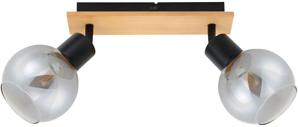 Darmowa Dostawa - Lampa podsufitowa 2x25 W czarna-drewno Italux Barel SPL675352BKWO