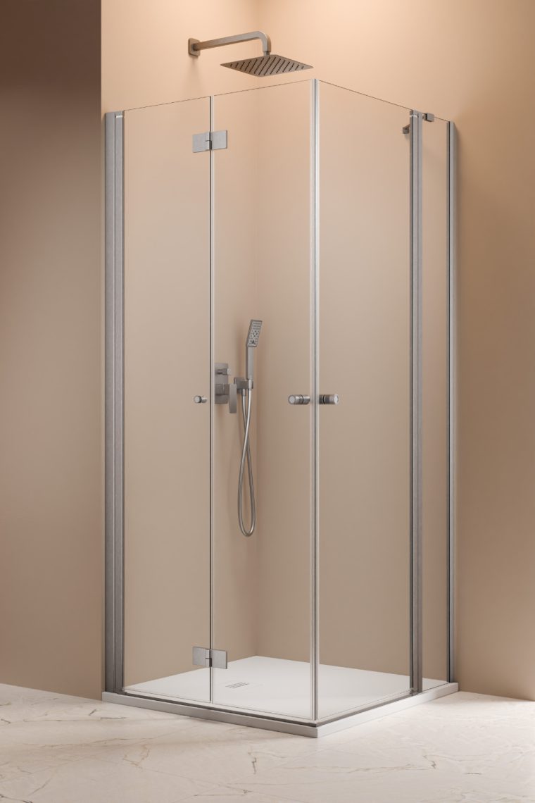 Darmowa Dostawa - Drzwi prysznicowe 80 cm składane nikiel szczotkowany/szkło przezroczyste Radaway Nes Brushed Nickel KDD B 100240809101L