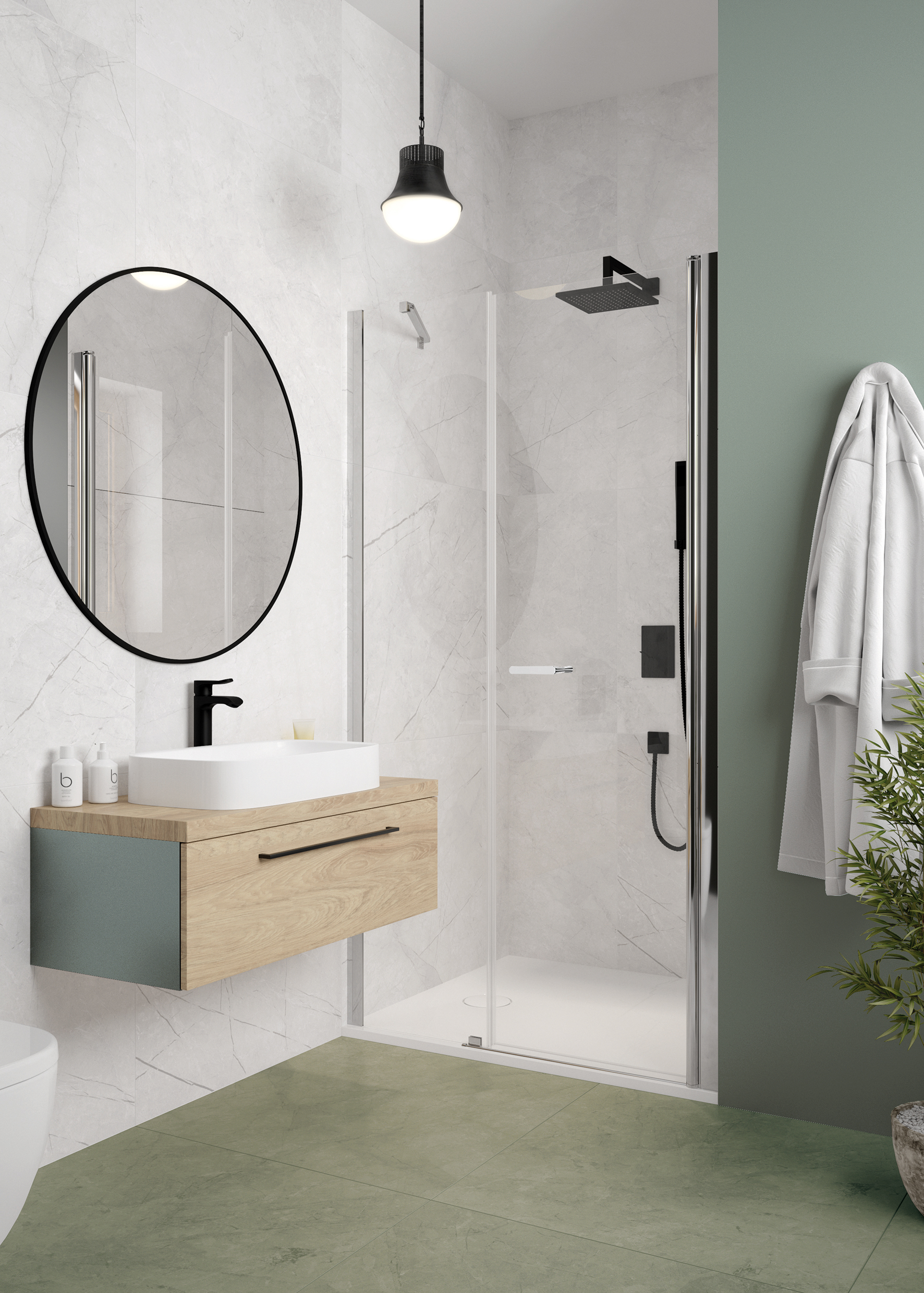 Darmowa Dostawa - Ścianka do drzwi, na wymiar 30 cm srebrny połysk/szkło przezroczyste Sanplast Exa Line 600540121038401