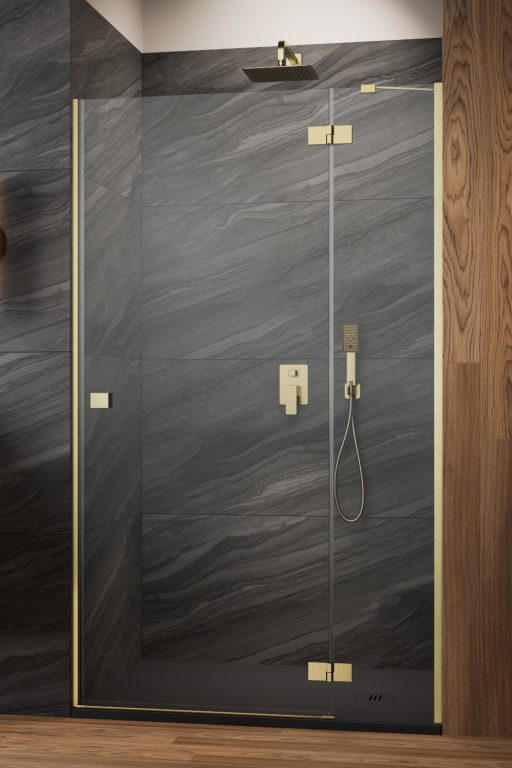 Darmowa Dostawa - Drzwi prysznicowe 100 cm uchylne złoty szczotkowany/szkło przezroczyste Radaway Essenza Brushed Gold DWJ 13850149901R