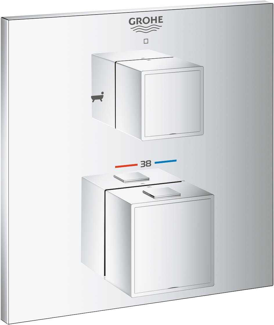 Darmowa Dostawa - Bateria wannowo-prysznicowa podtynkowa termostatyczna starlight chrome Grohe Grohtherm Cube 24155000