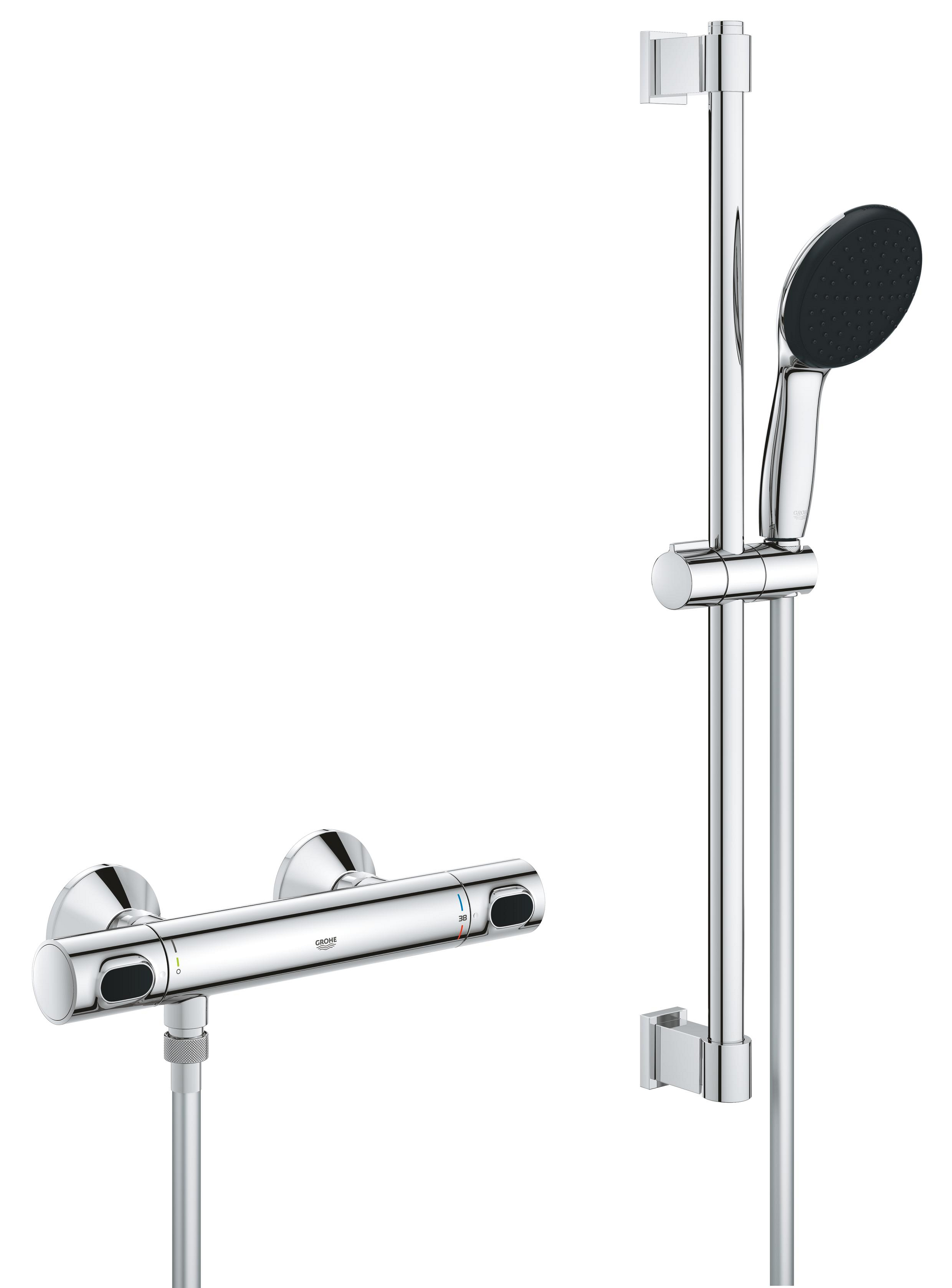 Darmowa Dostawa - Bateria prysznicowa ścienna z termostatem starlight chrome Grohe Precision Flow 34800001