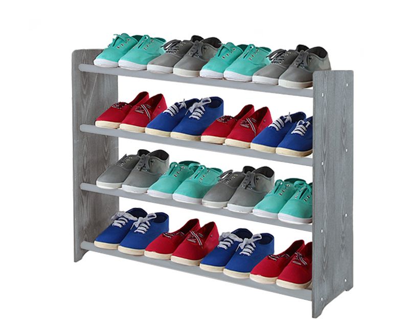 Regał na buty MODO24 drewniany 4 półki szerokość 90 cm szary 1 szt.