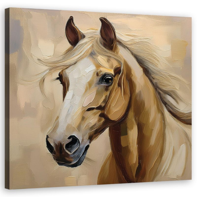 Obraz do salonu sypialni Feeby Zwierzęta Koń Beżowy 60x60 cm 1szt