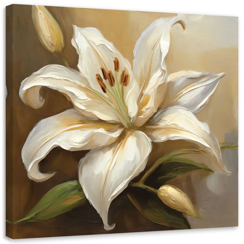 Obraz do salonu sypialni Feeby Lilie Kwiaty Beżowe 60x60 cm 1szt