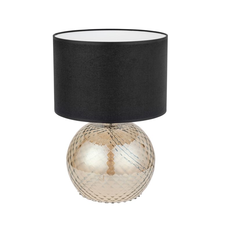 Lampka Nocna TK Lighting Bristol Fume szklana ryflowana podstawa brązowa czarny abażur 1 -1szt.