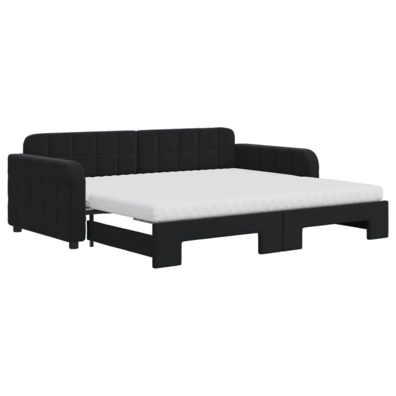 Sofa rozkładana WaszeMeble 90x190 cm Czarny aksamit WM-3196968 1 szt.