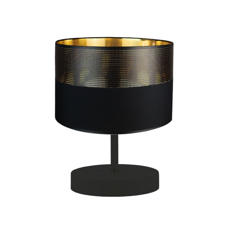 Lampka Nocna Volta Light Factory Picolo Abażur Czarny/Czarny ze złotem Walec 1xE27 1szt.