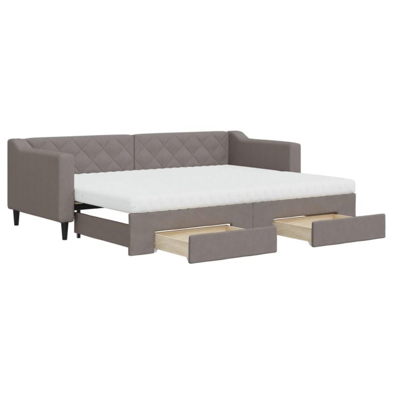 Sofa rozkładana WaszeMeble 80x200 cm Taupe tkanina z szufladami WM-3197478 1 szt.