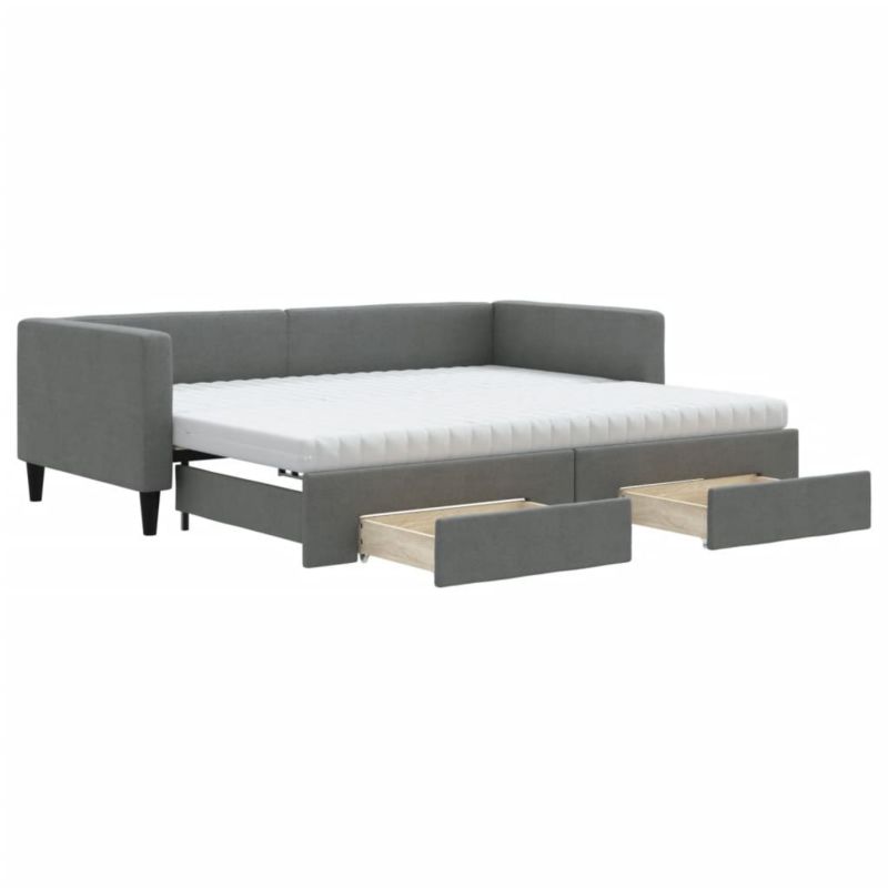 Sofa rozkładana WaszeMeble 90x190 cm Ciemnoszary tkanina z szufladami WM-3196643 1 szt.