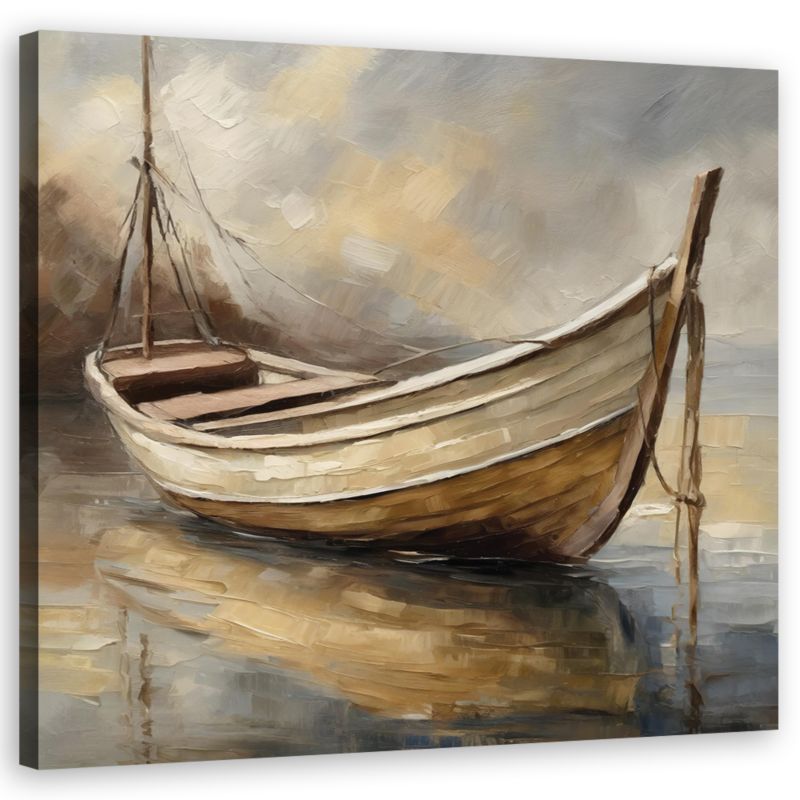 Obraz do salonu biura Feeby Łódź Jezioro Vintage Boho 40x40cm 1szt