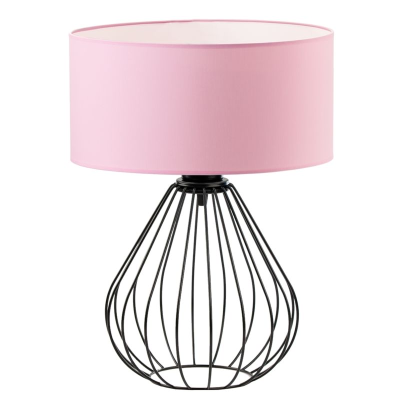 Lampka Nocna Volta Light Factory Konwalia Abażur Czarny/Różowy 1xE27 1szt.