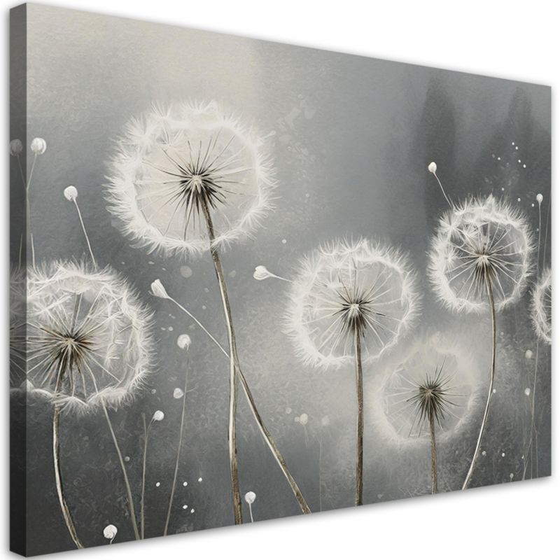Obraz do salonu sypialni Feeby Dmuchawce Szary 90x60 cm 1szt