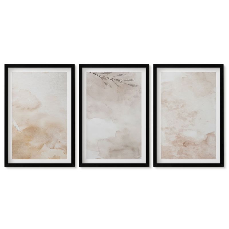Komplet obrazów czarna rama Tulup 40x60 cm Akwarelowe liście pastelowe Obrazy do kuchni w ramie 1 kpl