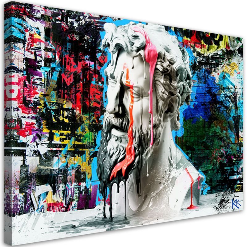 Obraz do salonu sypialni Feeby Rzeźba Posejdona Graffiti 100x70 cm 1szt