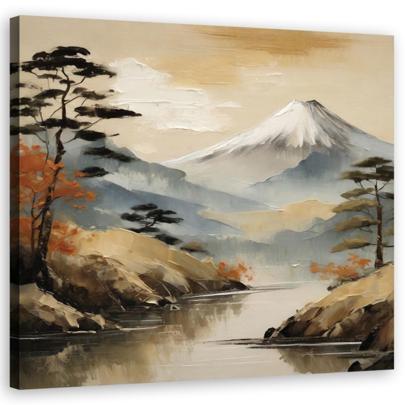 Obraz do salonu sypialni Feeby Krajobraz Rzeka Przyroda Góry 40x40cm 1szt