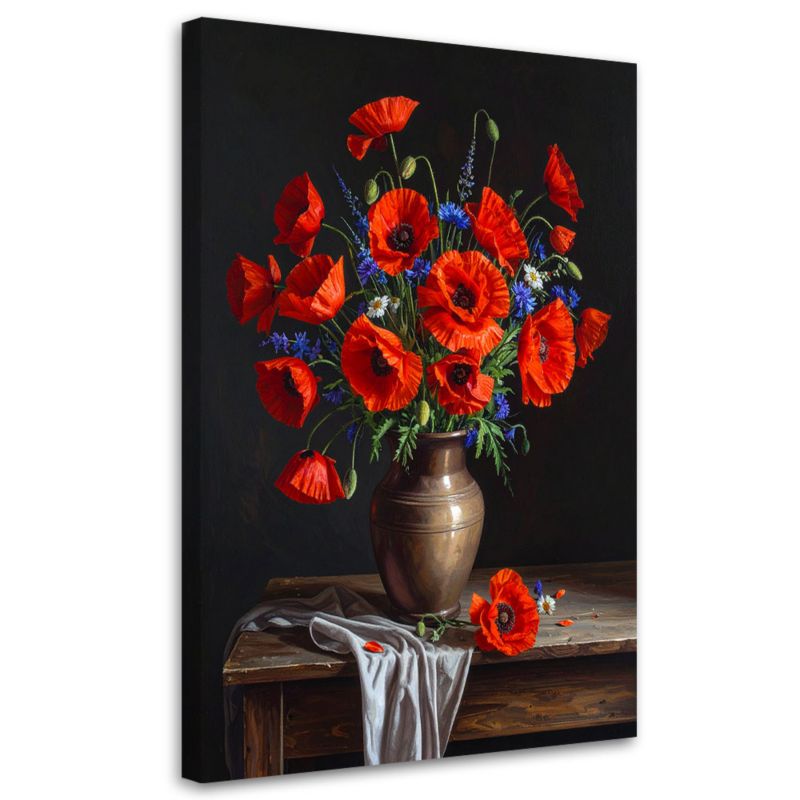 Obraz do salonu sypialni kuchni Feeby Czerwone maki bukiet kwiatów w wazonie 40x60cm 1szt