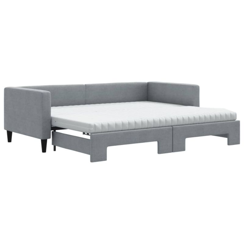 Sofa rozkładana WaszeMeble 90x190 cm Jasnoszary tkanina WM-3196606 1 szt.