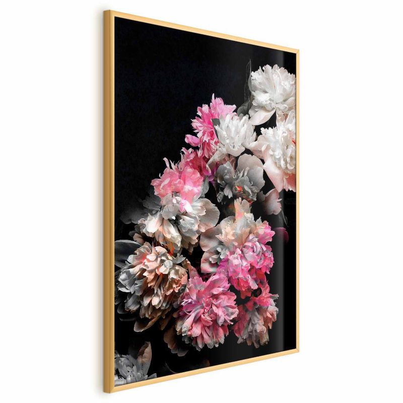 Plakat Artgeist Bukiet w mroku 60x90 cm z ramą złotą 1 szt