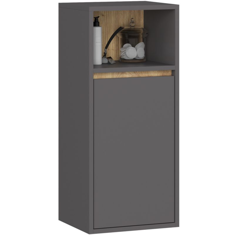 Szafka łazienkowa wisząca AKORD VAMI Grafit Szary, Dąb Artisan 35 cm 1 drzwi 3 półki 35x80x30 cm 1 szt.