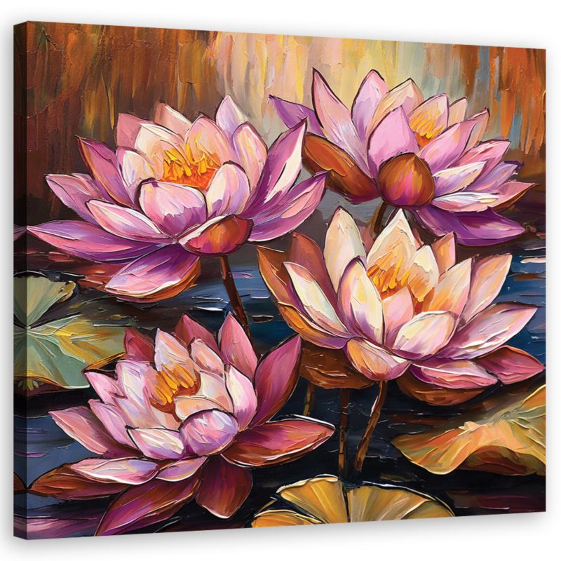 Obraz do salonu sypialni Feeby Lilie wodne Kwiaty Natura 40x40cm 1szt