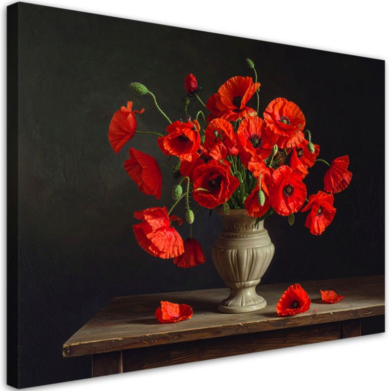 Obraz do salonu sypialni kuchni Feeby Czerwone maki bukiet kwiatów w wazonie 120x80cm 1szt