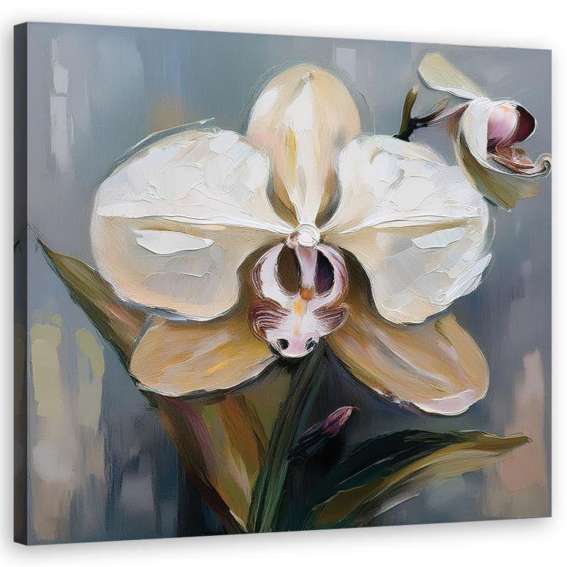 Obraz do salonu sypialni Feeby Biały Kwiat Orchidei 50x50 cm 1szt