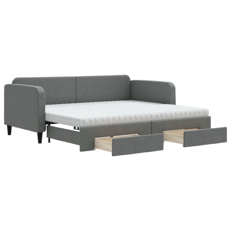 Sofa rozkładana WaszeMeble 90x200 cm Ciemnoszary tkanina z szufladami WM-3196871 1 szt.