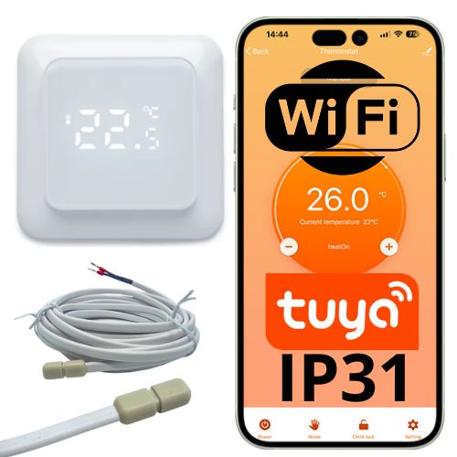Termostat sterownik Sone WiFi Tuya 16A IP31 ogrzewania podłogowego elektrycznego i wodnego 1 szt.