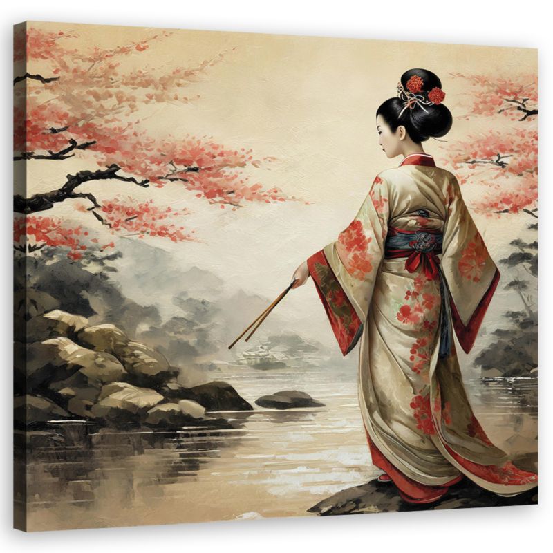 Obraz do salonu sypialni Feeby Krajobraz Widok Japonia Gejsza 40x40cm 1szt
