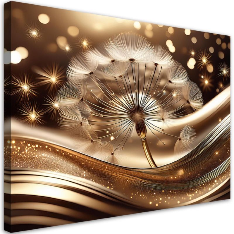 Obraz do salonu sypialni Feeby Dmuchawiec Złoty Glamour 120x80 cm 1szt