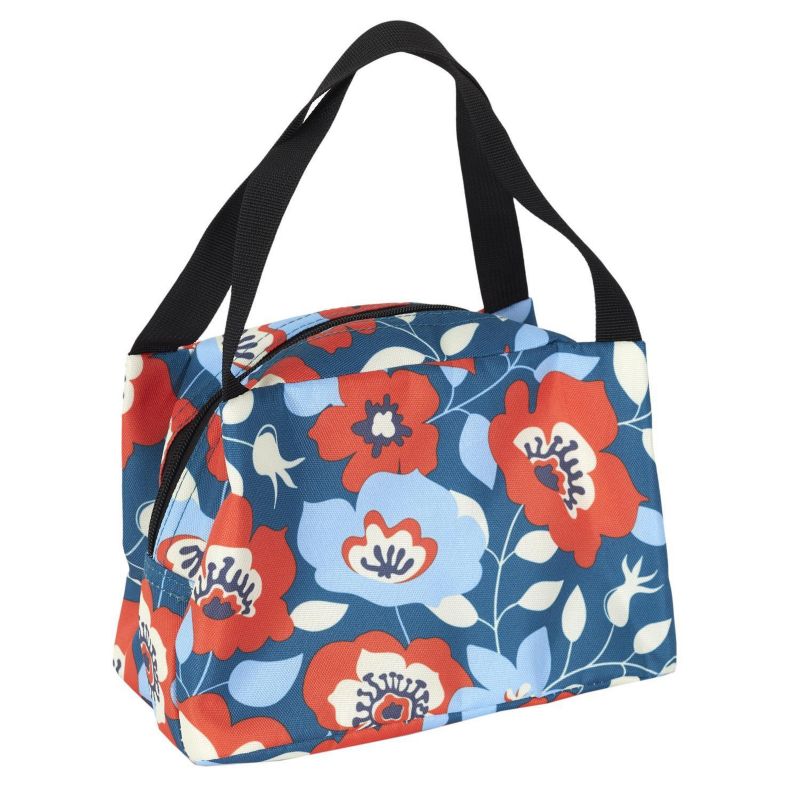 Torba termiczna Flower INTESI torba na lunch niebiesko-czerwona w kwiaty 1 szt.