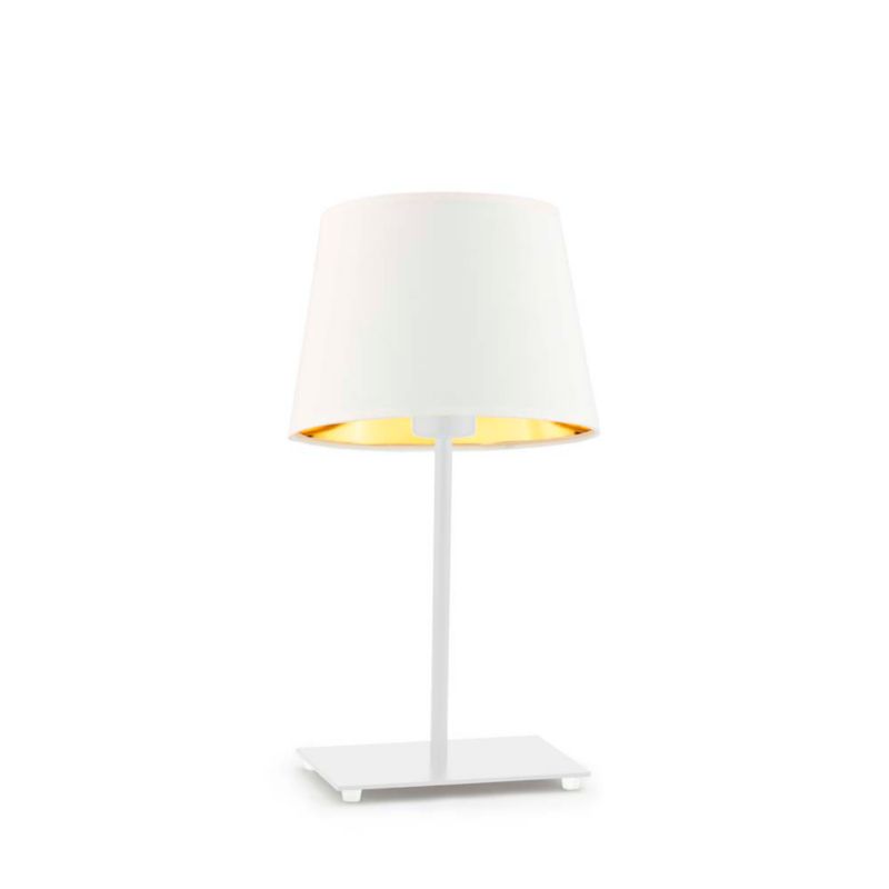 Lampka Nocna Volta Light Factory Moto Abażur Biały/Biały ze złotem Stożek 1xE27 1szt.