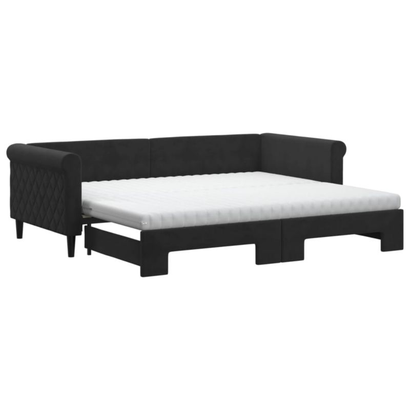 Sofa rozkładana WaszeMeble 90x200 cm Czarny aksamit WM-3197799 1 szt.