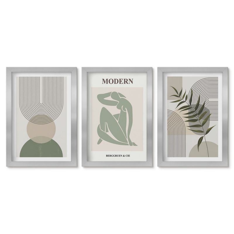 Komplet obrazów srebrna rama Tulup 20x30 cm Stylowe grafiki roślinne Małe obrazy do kuchni w ramie 1 kpl