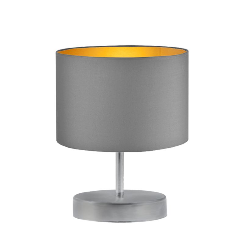 Lampka Nocna Volta Light Factory Picolo Abażur Srebrny/Szary ze złotem Walec 1xE27 1szt.