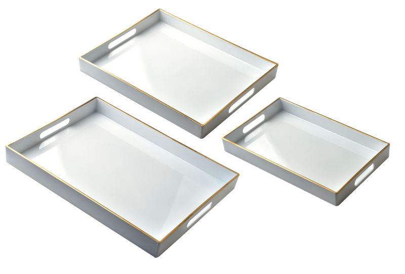 Tace dekoracyjne z tworzywa Mondex BLANCHE WHITE 40x30/35x25/30x20 białe 3 szt