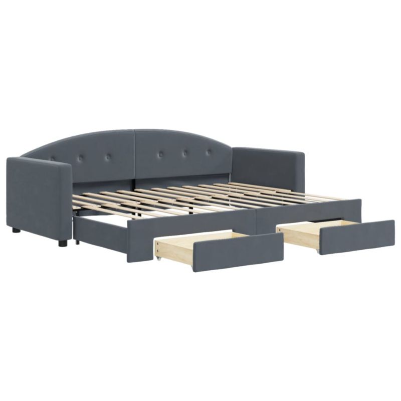 Sofa rozkładana WaszeMeble 80x200 cm Ciemnoszary aksamit z szufladami WM-3197343 1 szt.