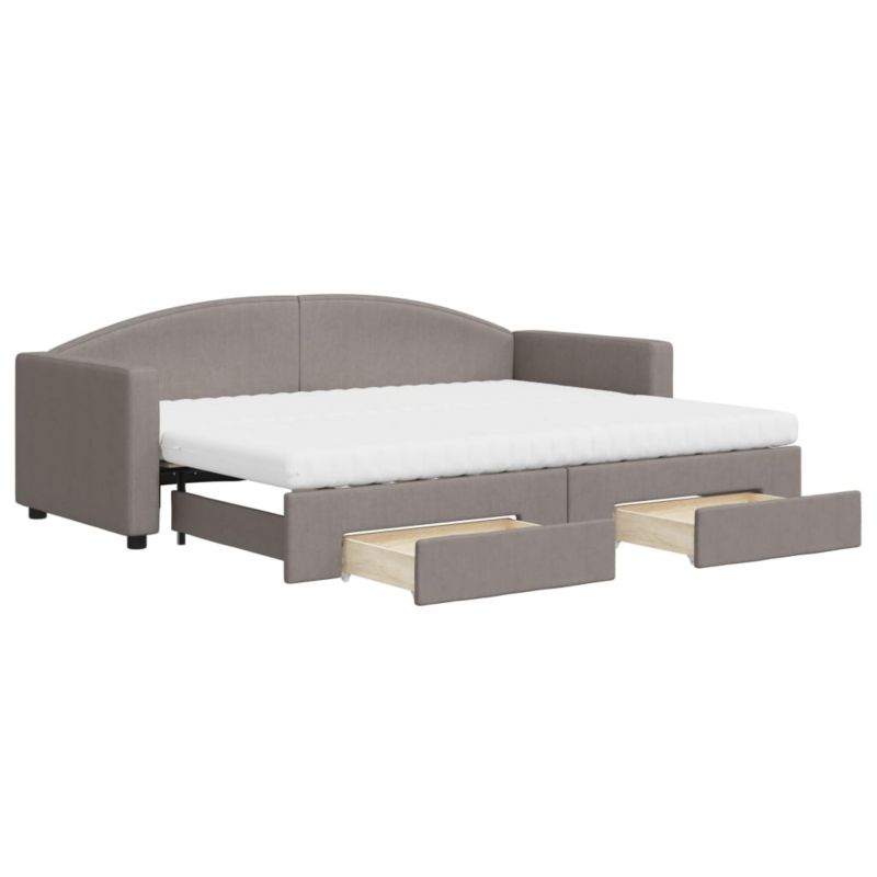 Sofa rozkładana WaszeMeble 80x200 cm Taupe tkanina z szufladami WM-3197240 1 szt.