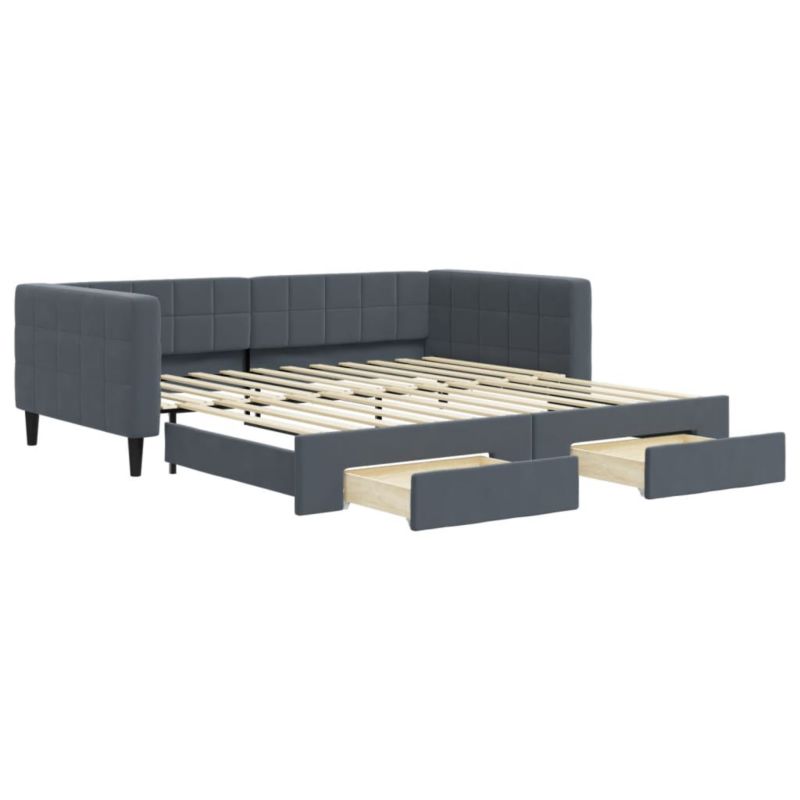 Sofa rozkładana WaszeMeble 100x200 cm Ciemnoszary aksamit z szufladami WM-3196747 1 szt.