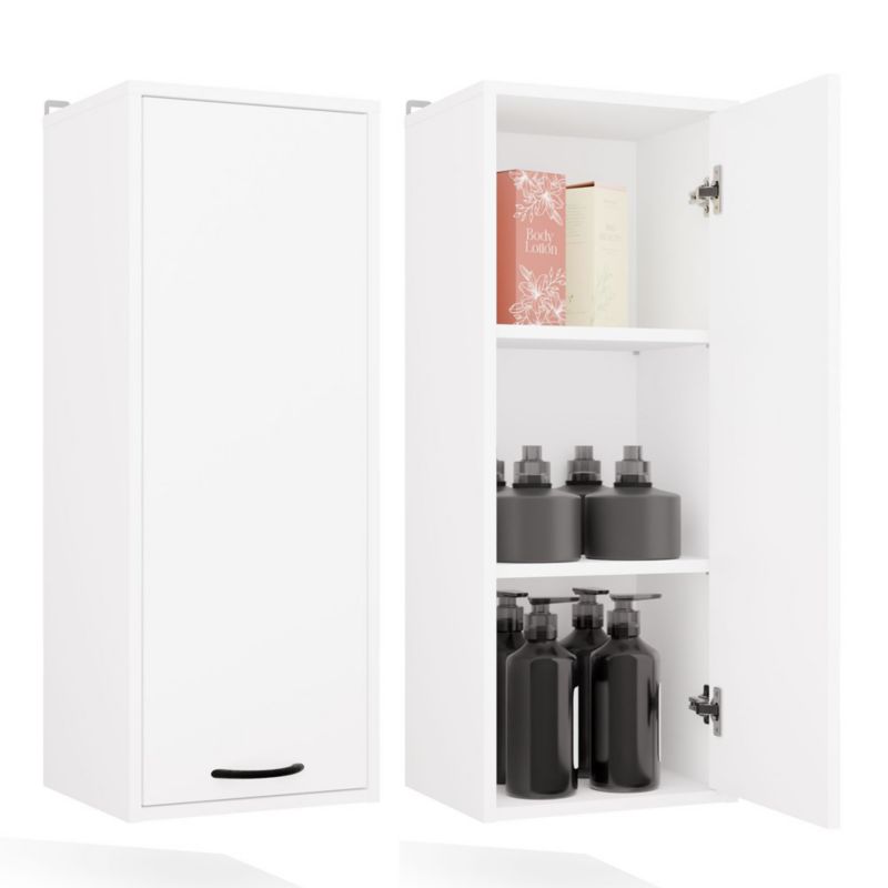 Szafka Łazienkowa Topeshop Wisząca Regał Nina W1D Biały Słupek 1 Drzwi 3 Półki 30x90x35 cm 1 szt.