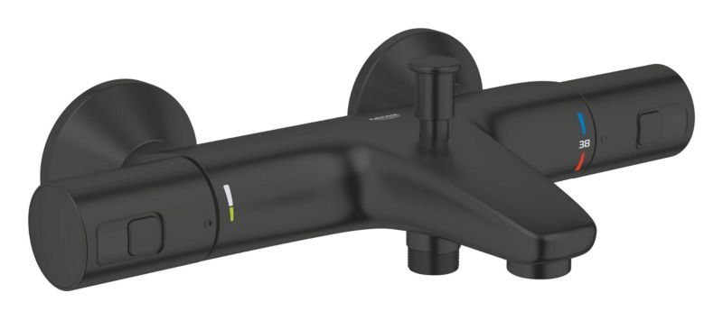 Bateria wannowo-prysznicowa Grohe Precision ścienna czarny mat z termostatem 1 szt.