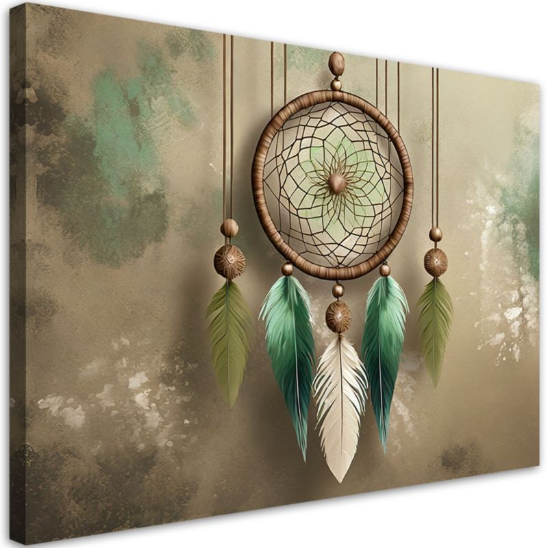 Obraz do salonu sypialni Feeby Łapacz snów Boho Beżowy 90x60 cm 1szt