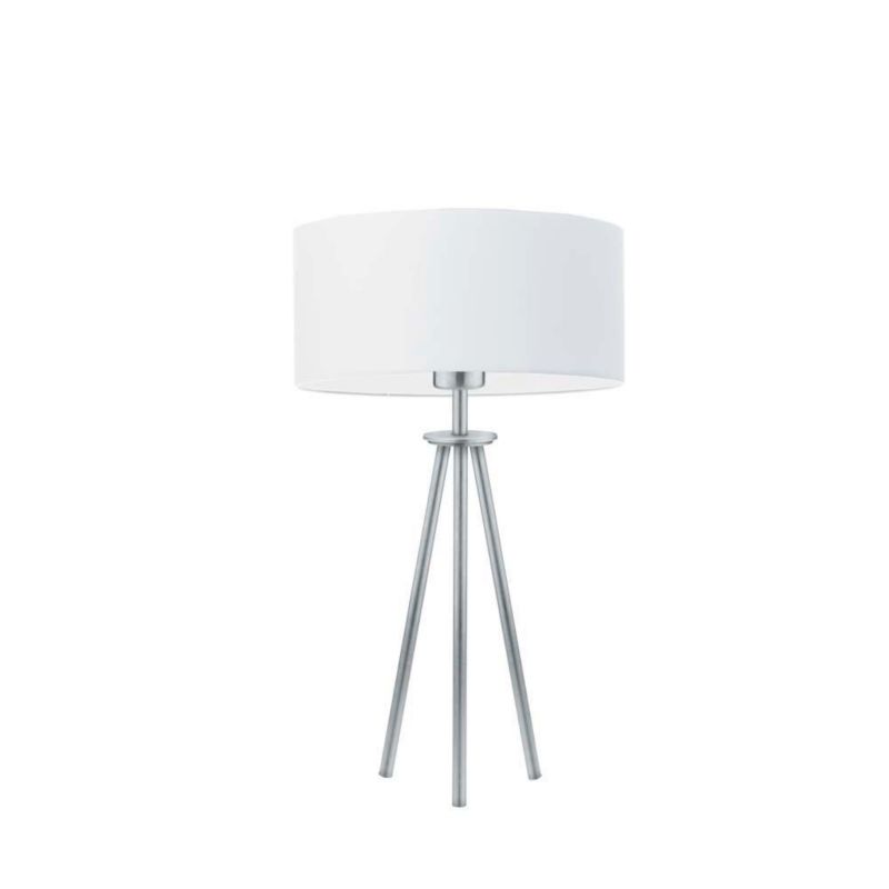 Lampka Nocna Volta Light Factory Deco Abażur Biały/Srebrny Walec 1xE27 1szt.
