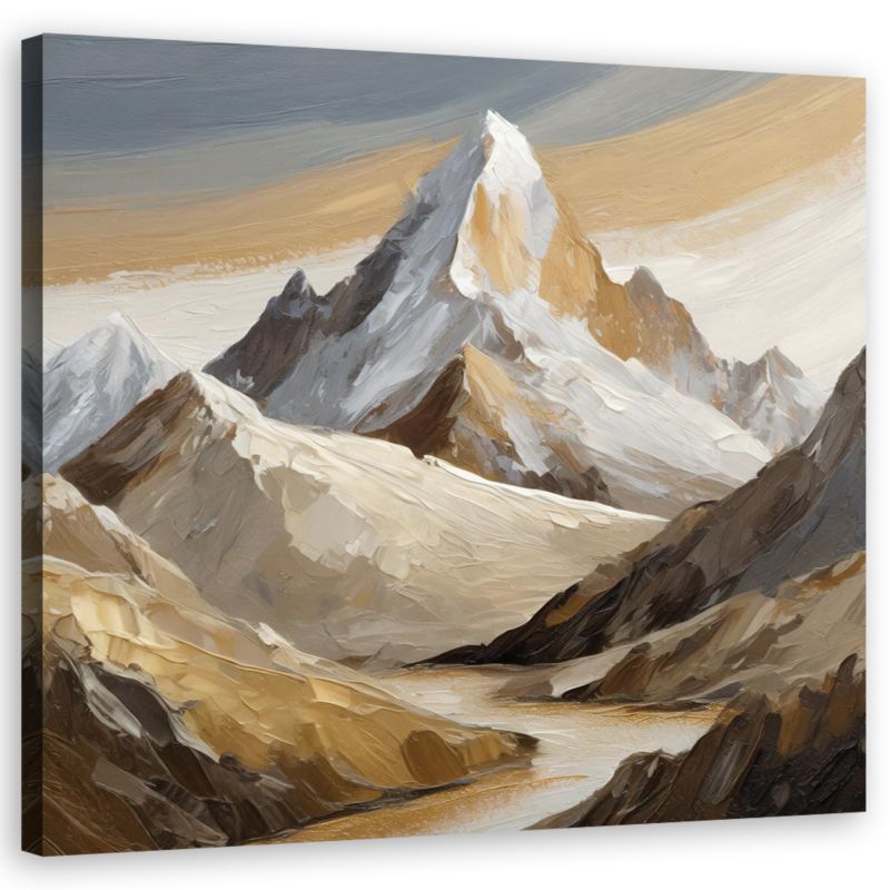 Obraz do salonu sypialni Feeby Góry Malowany Krajobraz Beżowy 60x60cm 1szt
