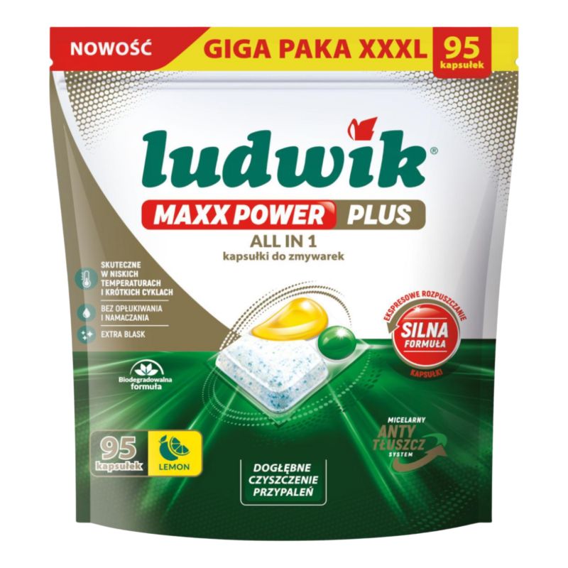 Kapsułki Do Zmywarki Ludwik All In One Maxx Power Lemon Giga Paka XXL 95szt.