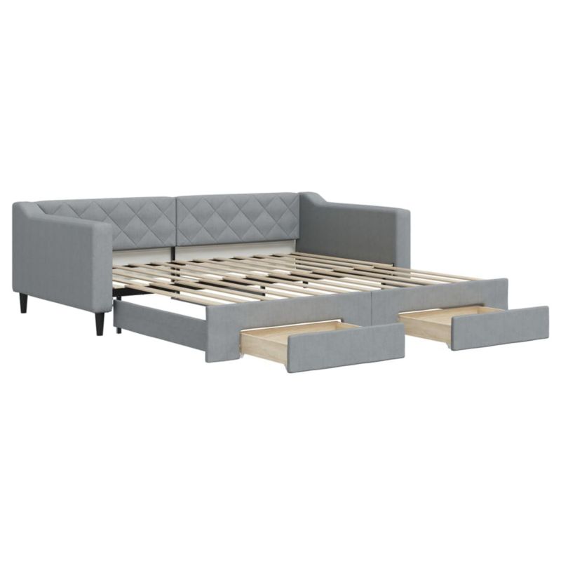 Sofa rozkładana WaszeMeble 100x200 cm Jasnoszary tkanina z szufladami WM-3197467 1 szt.