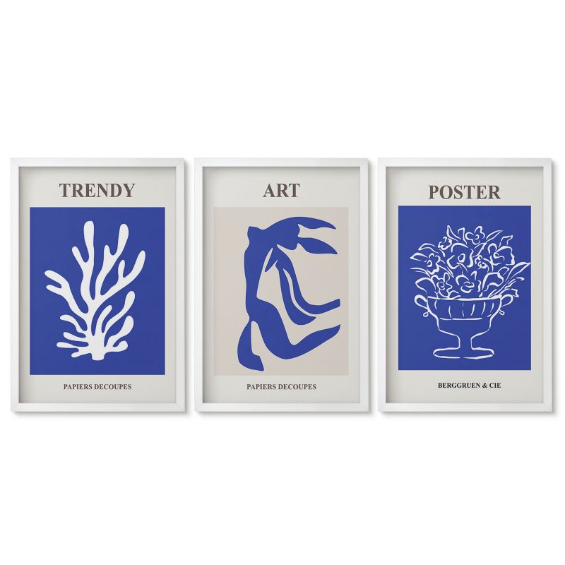 Zestaw 3 obrazów w białej ramie Tulup 40x60 cm Abstrakcyjne postery Matisse Obrazy do kuchni w ramie 1 kpl